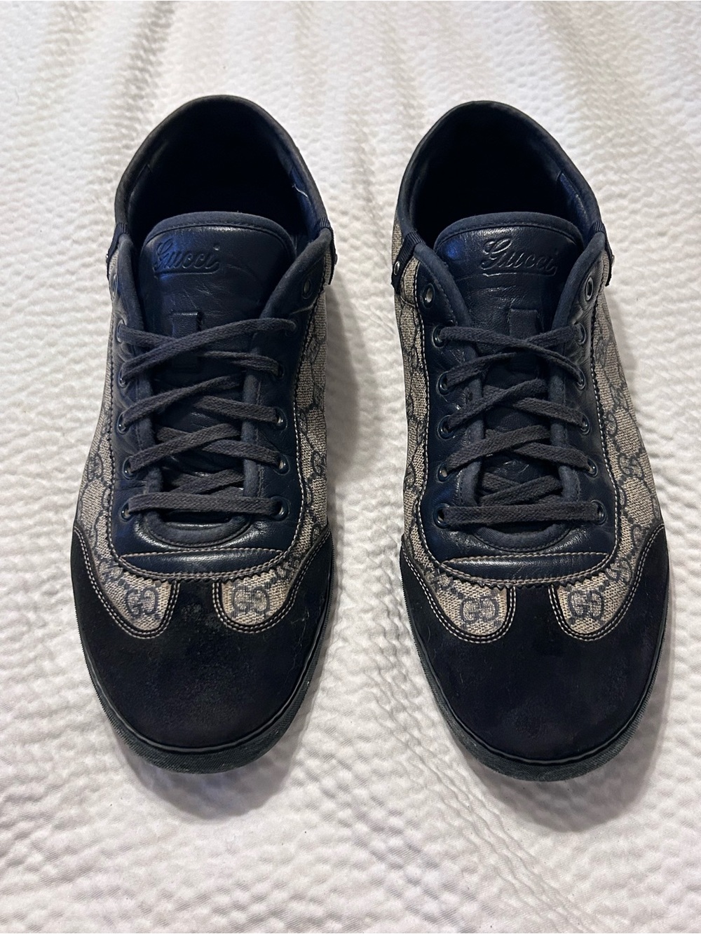 Gucci Men’s Black & Gray GG Canvas Low-Top Sneakers